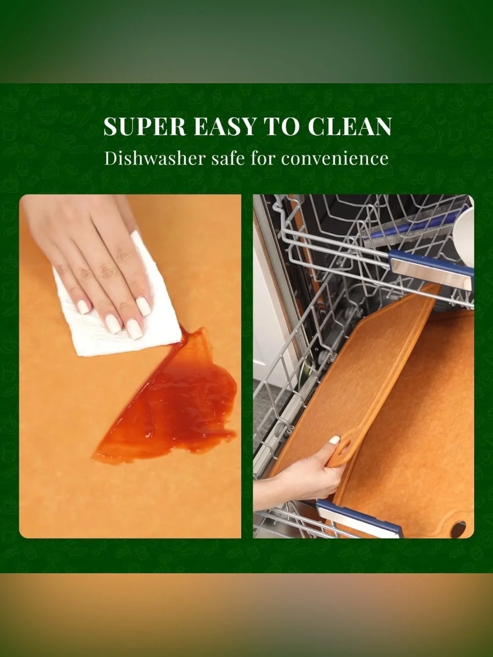Kikcoin Wood Cutting Board, Cutting Boards for Kitchen Dishwasher Safe Non-sl...